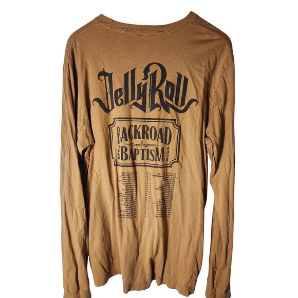 JELLY ROLL Mustard Color Backroad Baptism Tour 2023 Long Sleeve T-Shirt SZ XL - Picture 1 of 9